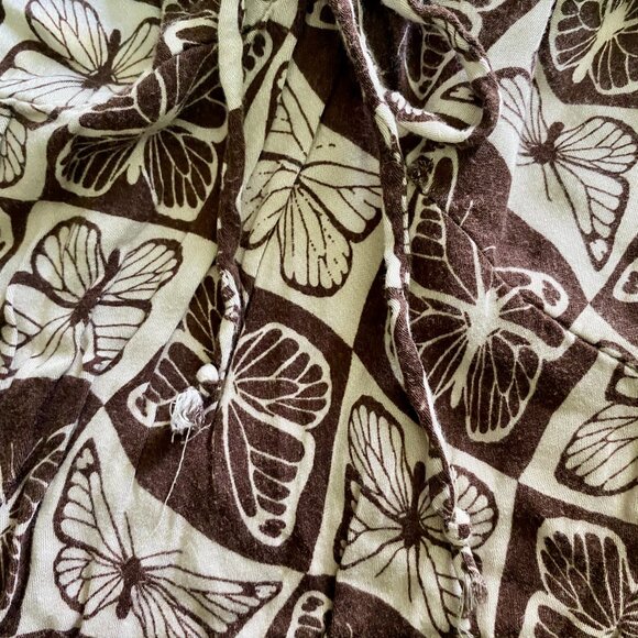 Brown & White Butterfly Checkerboard Midi Dress by Wild Fable – Size XS/S - Picture 6 of 12